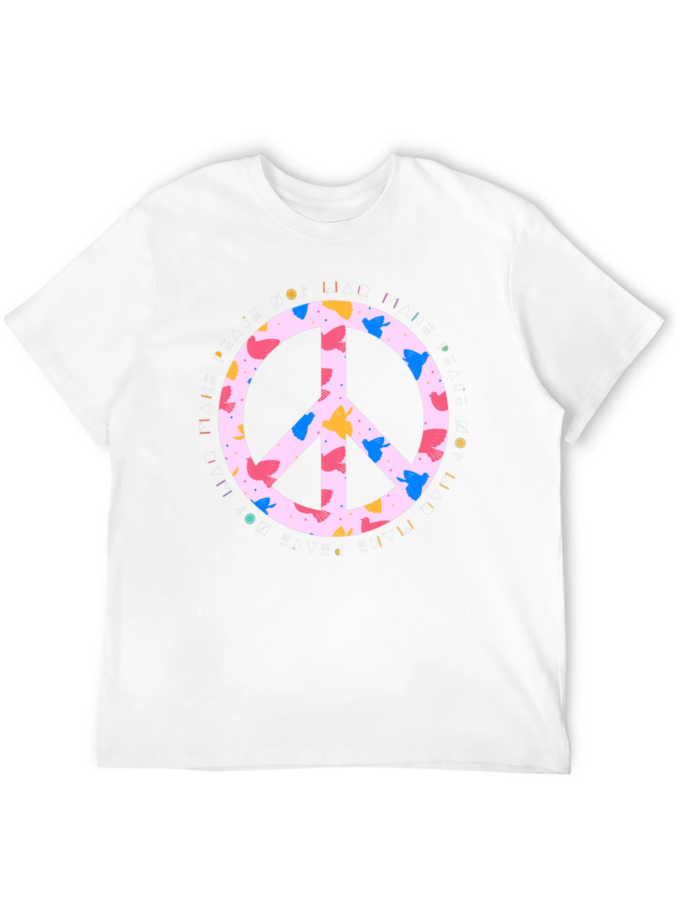 Peace Sign Bird Print Black T-Shirt