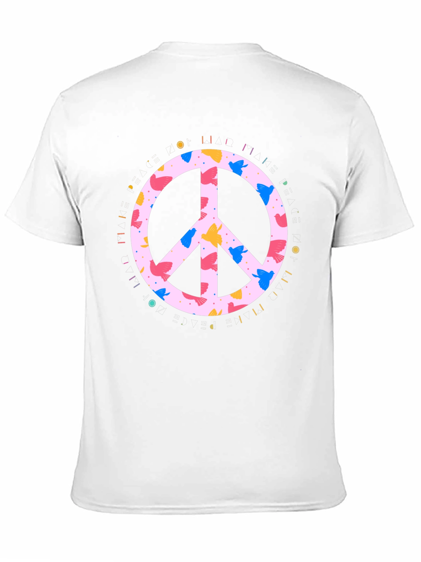 Peace Sign Bird Print Black T-Shirt