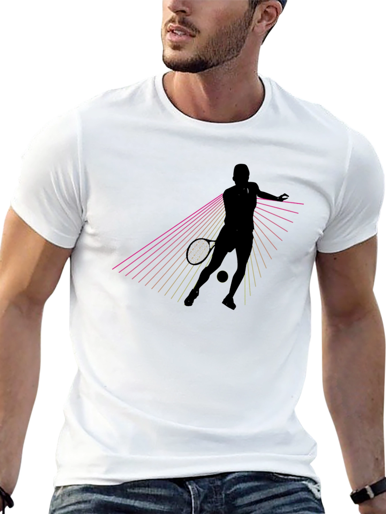 Retro Tennis Player Graphic T-Shirt