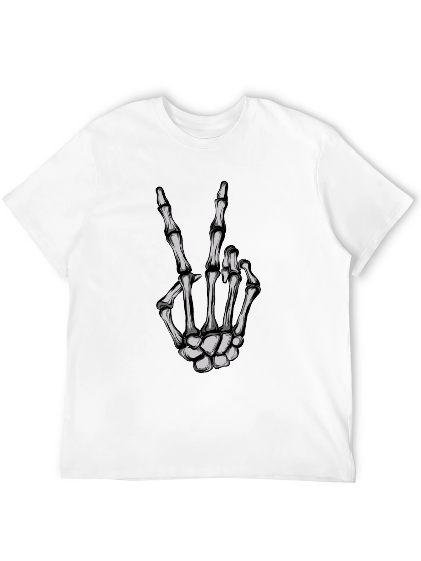 Skeleton Hand Peace Sign Graphic Tee
