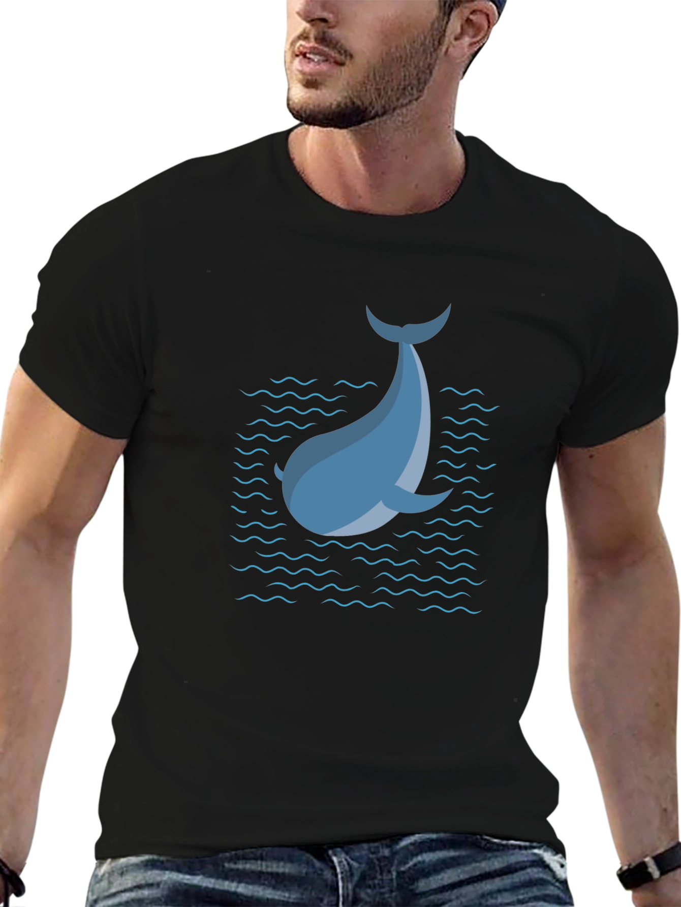 Blue Dolphin Graphic T-Shirt - Black Casual Tee