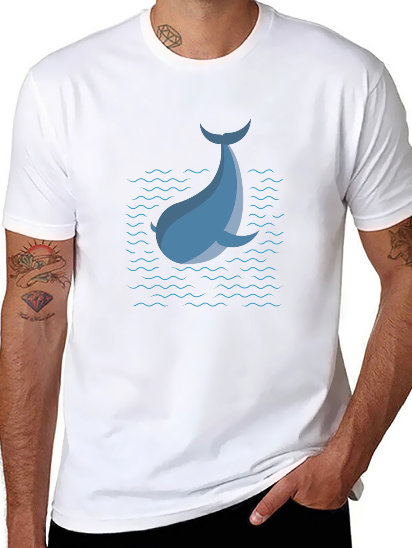 Blue Dolphin Graphic T-Shirt - Black Casual Tee