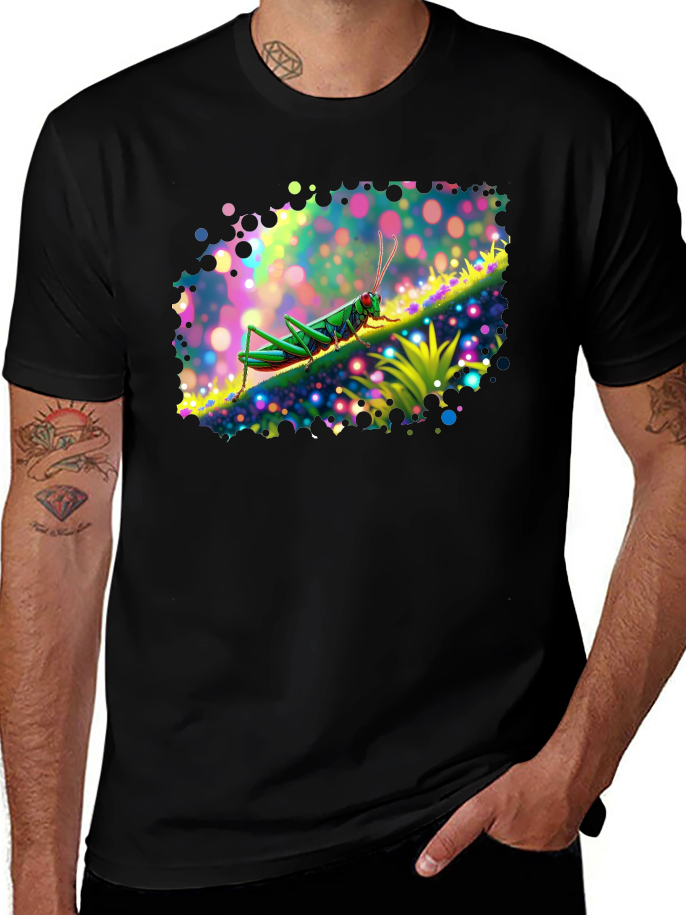 Grasshopper Graphic Tee - Vivid Insect Art
