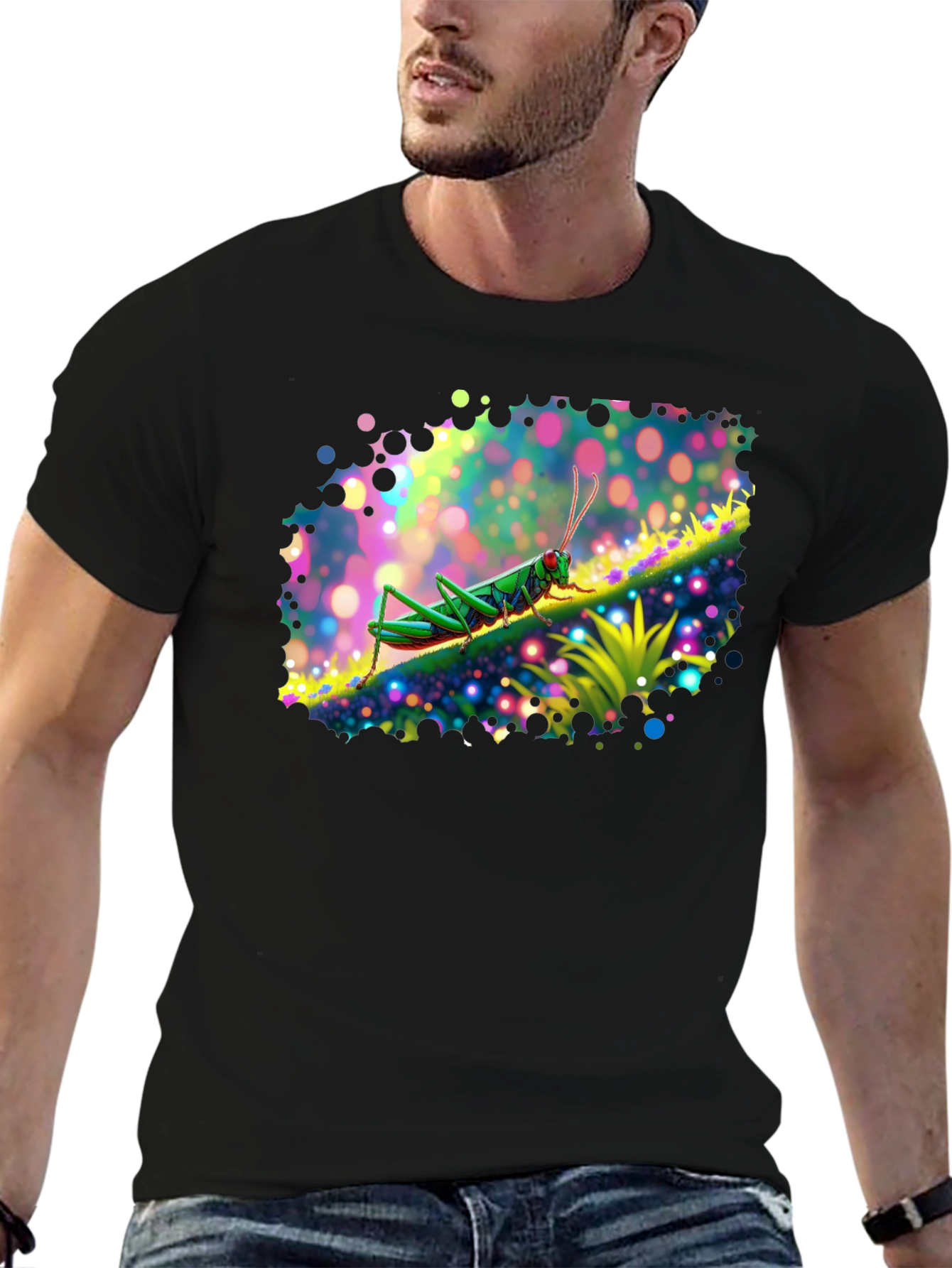 Grasshopper Graphic Tee - Vivid Insect Art