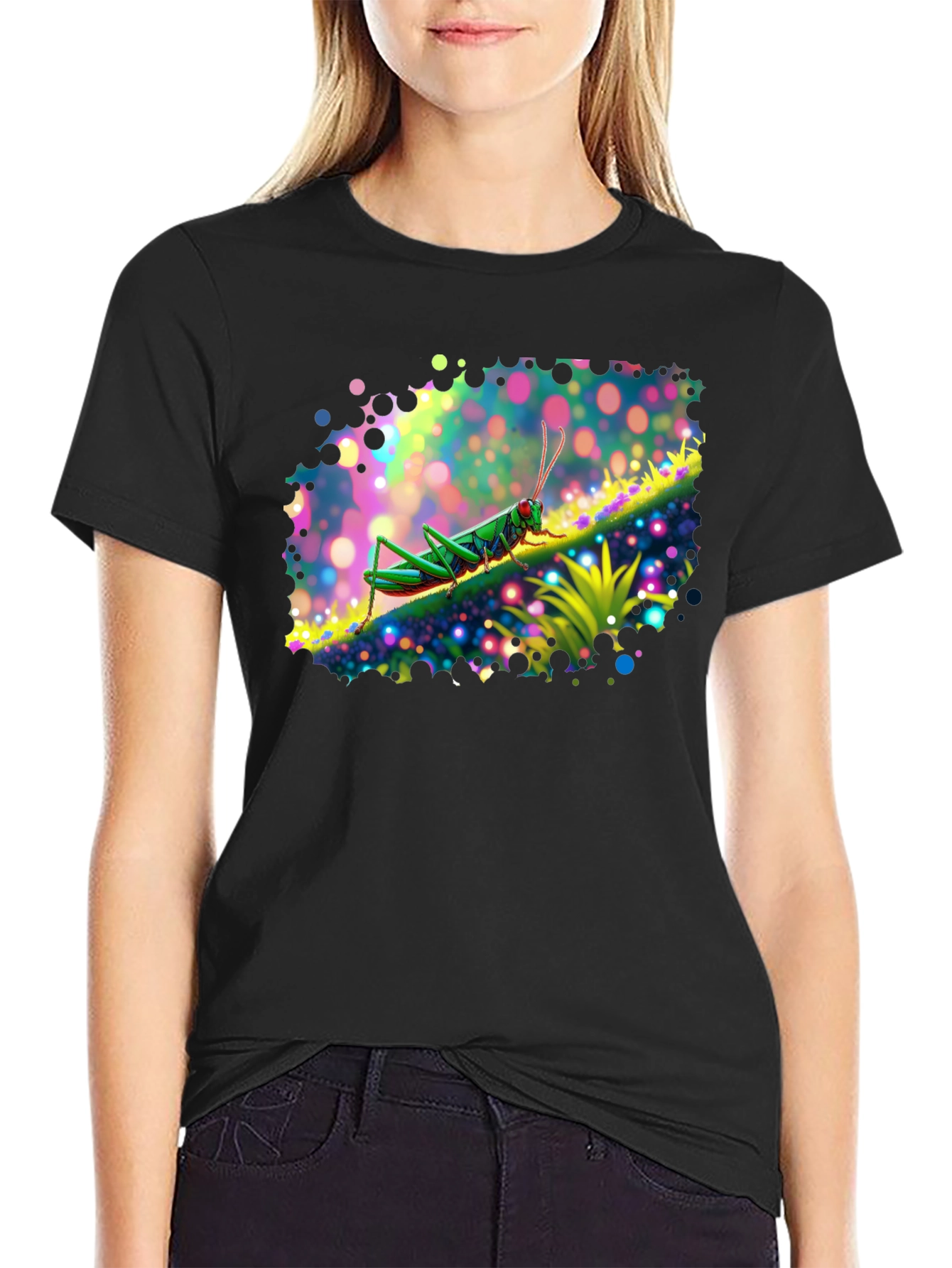 Grasshopper Graphic Tee - Vivid Insect Art
