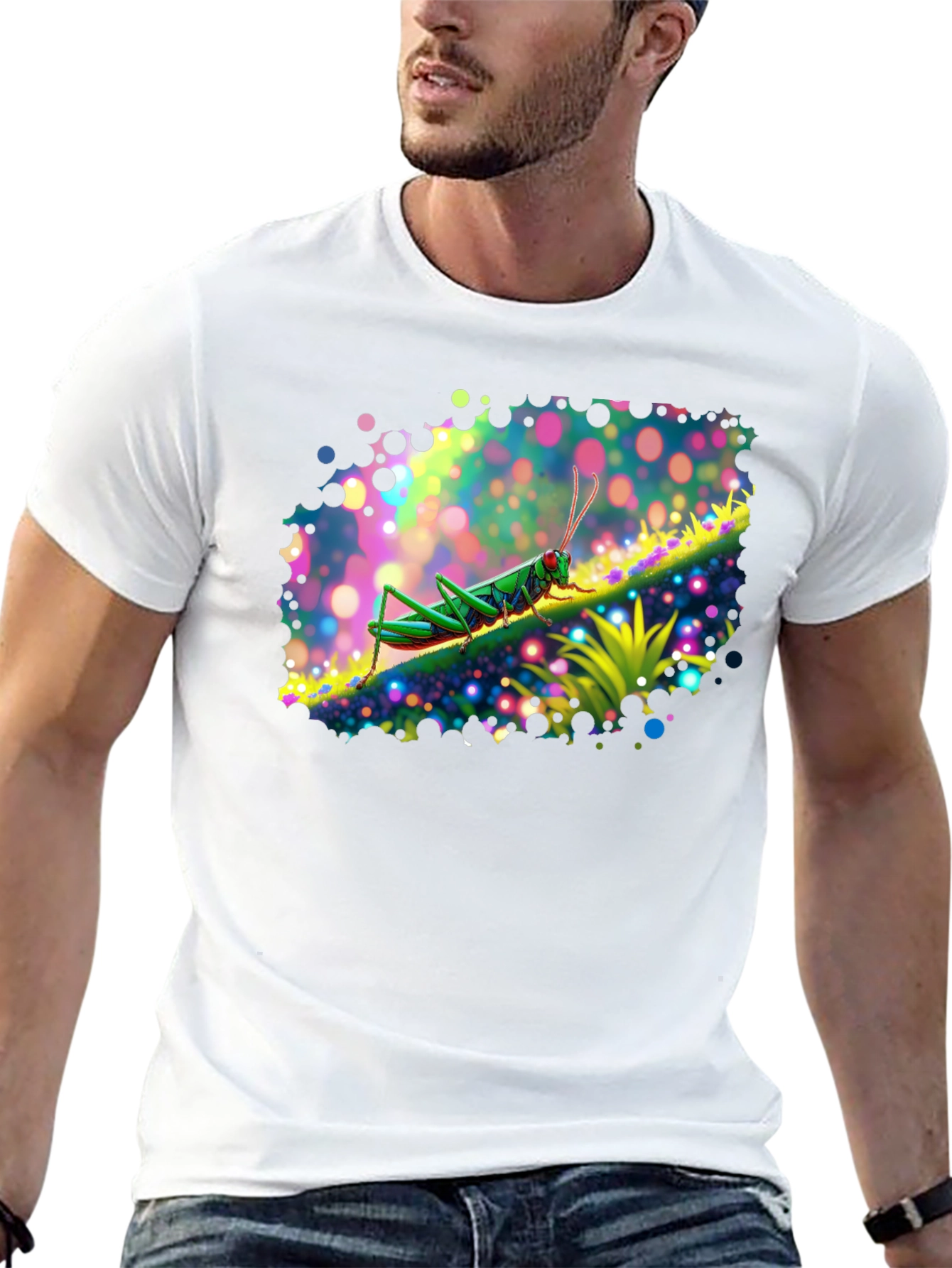 Grasshopper Graphic Tee - Vivid Insect Art