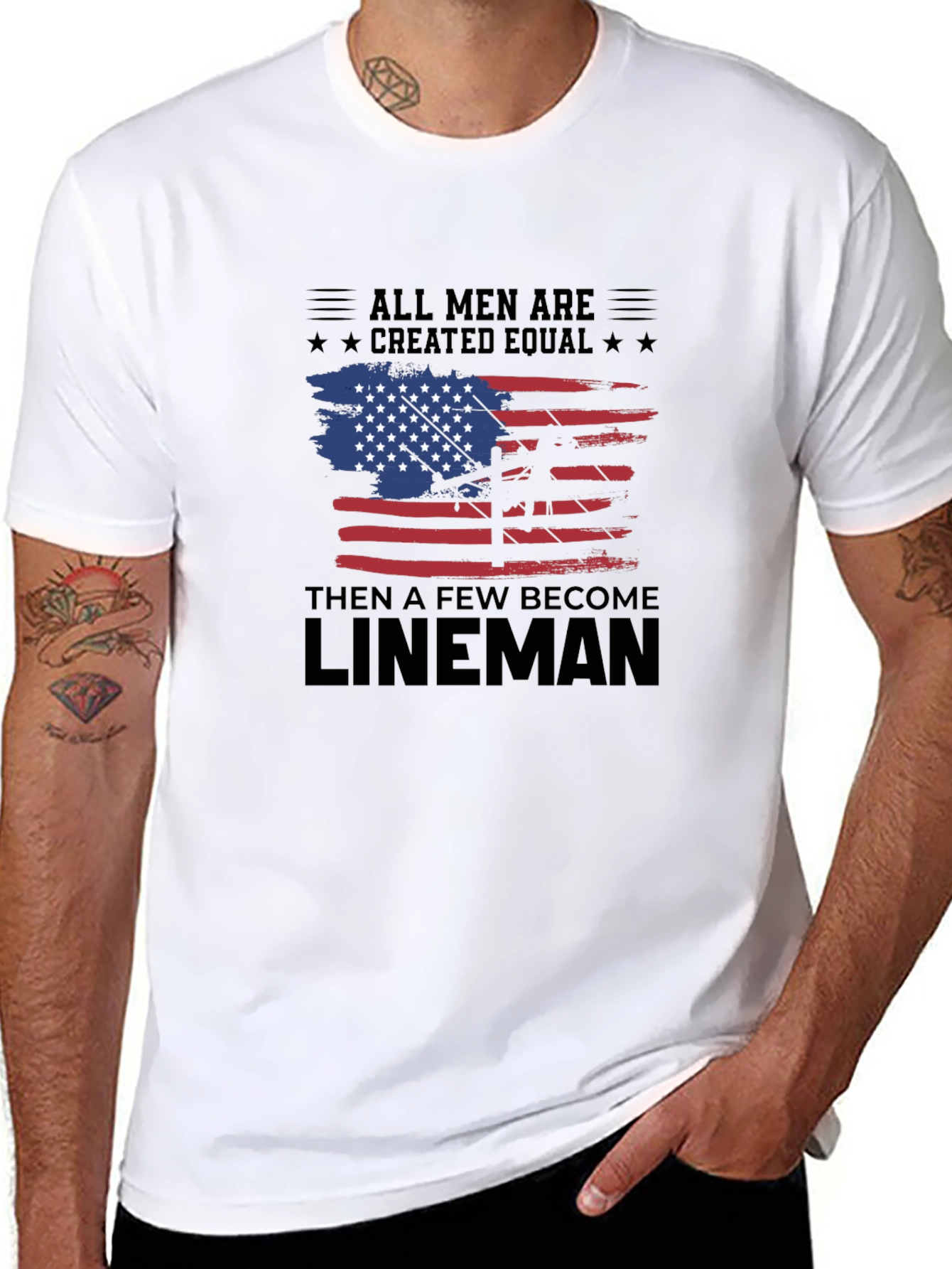 Lineman American Flag Graphic T-Shirt