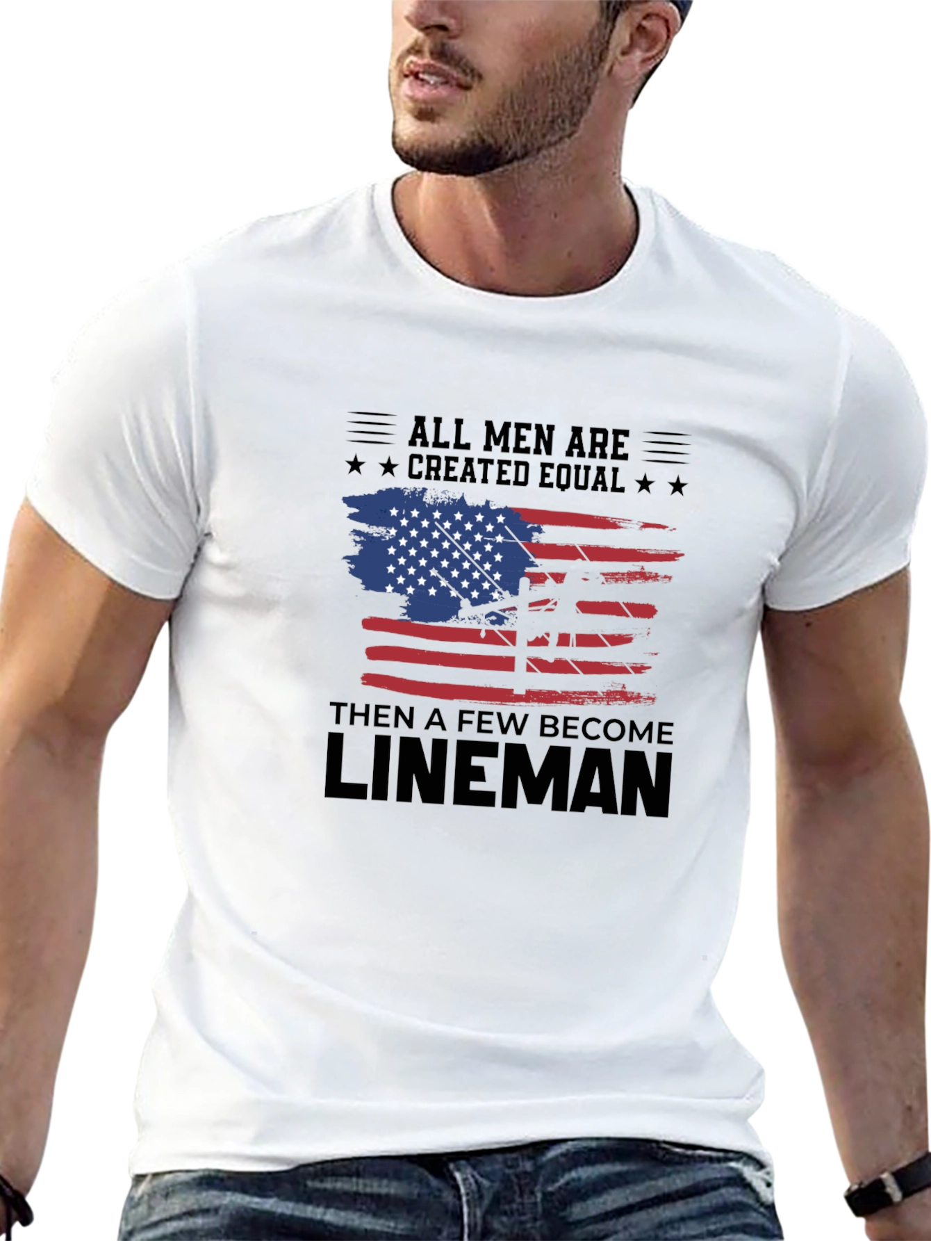 Lineman American Flag Graphic T-Shirt