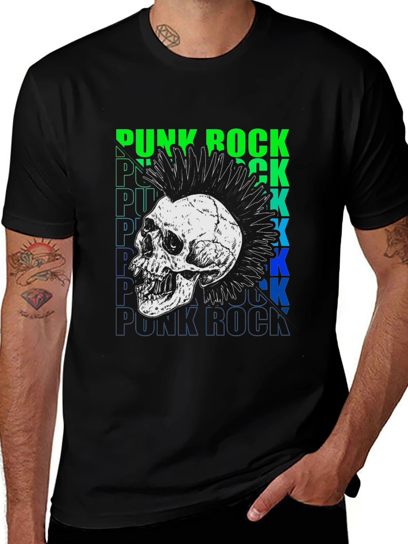Punk Rock Skull Graphic T-Shirt - Edgy Style