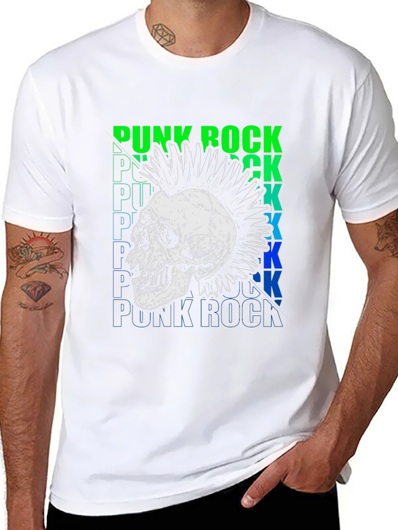 Punk Rock Skull Graphic T-Shirt - Edgy Style