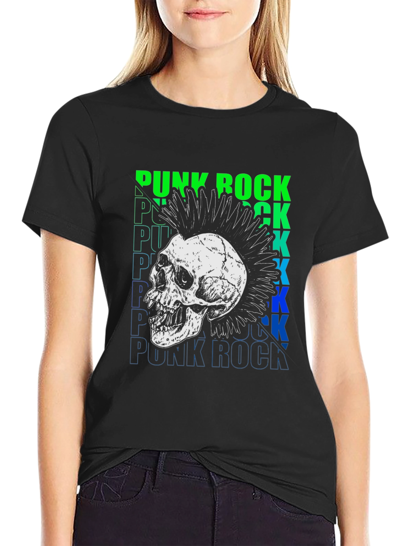 Punk Rock Skull Graphic T-Shirt - Edgy Style