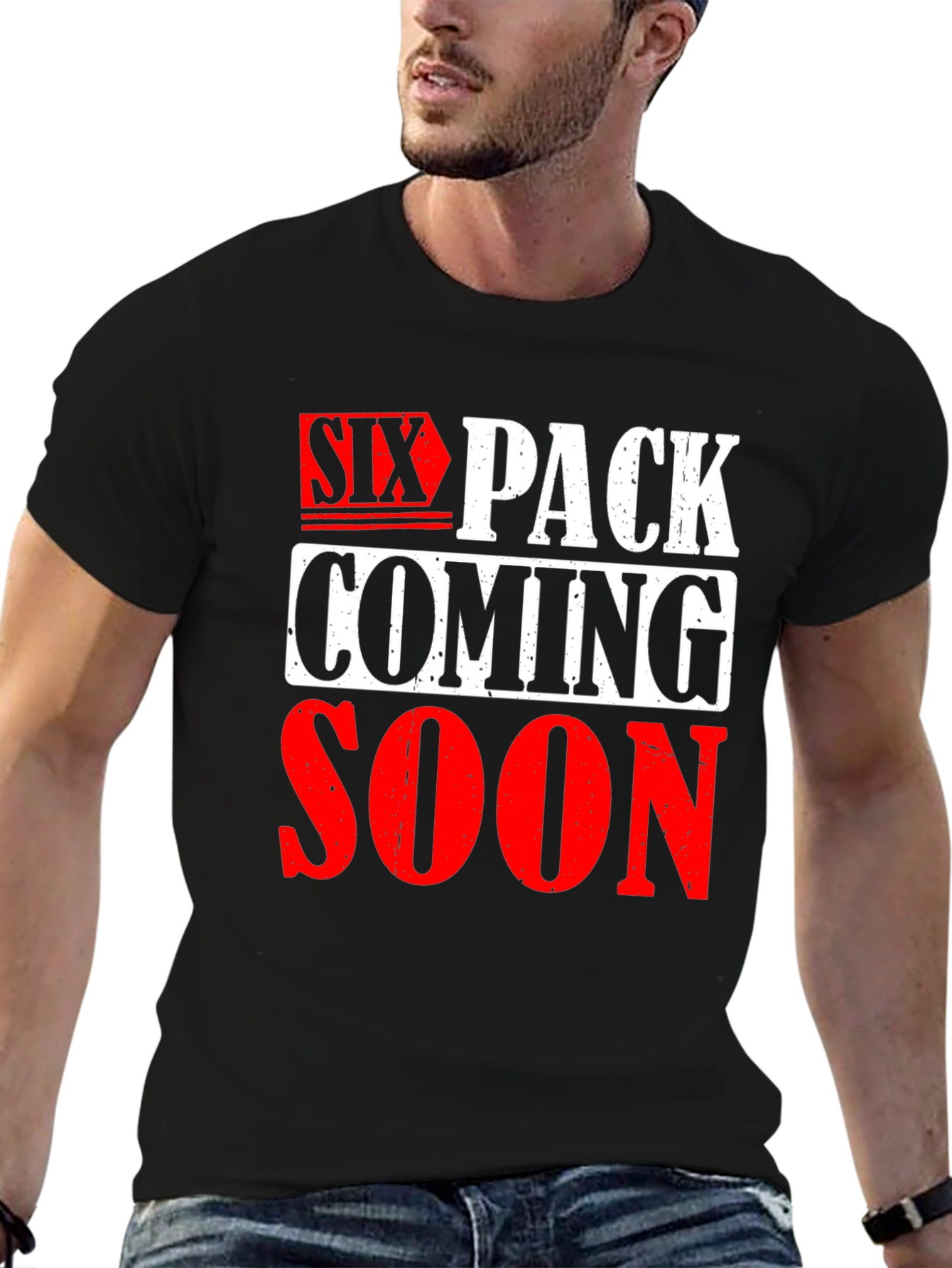 Six Pack Coming Soon Graphic T-Shirt