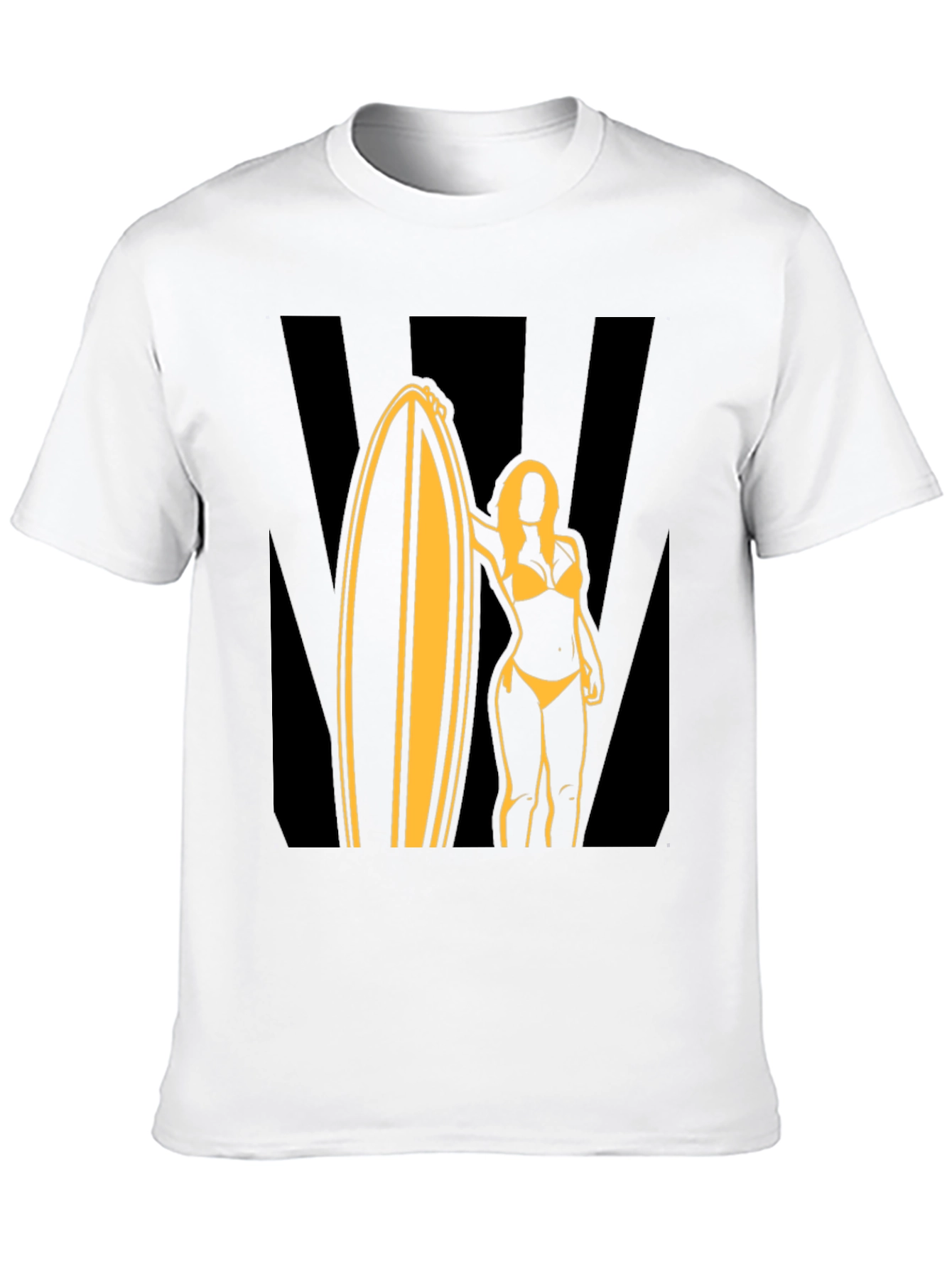 Surf Girl Graphic Tee - Black Cotton T-Shirt
