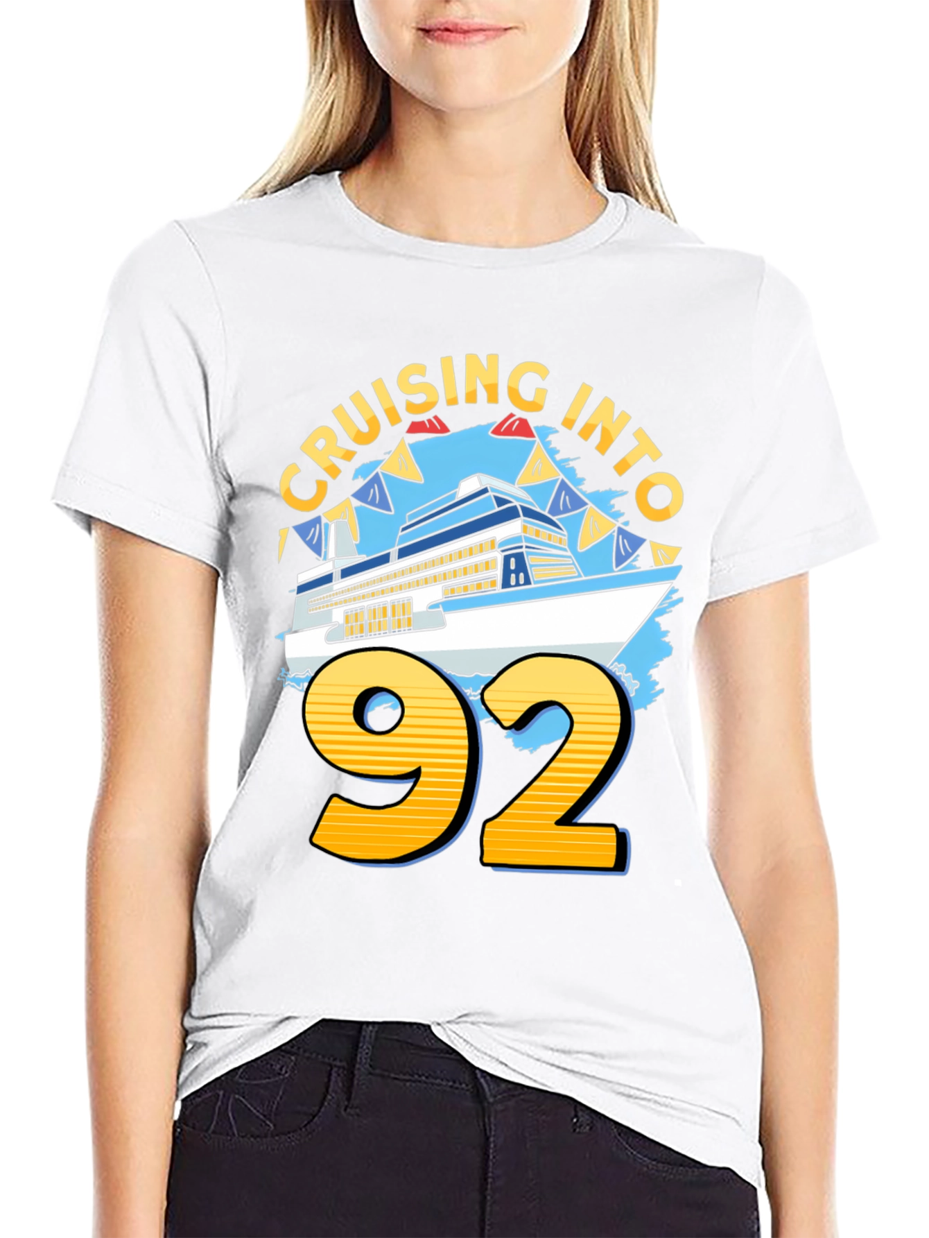 Cruising Into 92 Birthday Cruise Ship T-Shirt