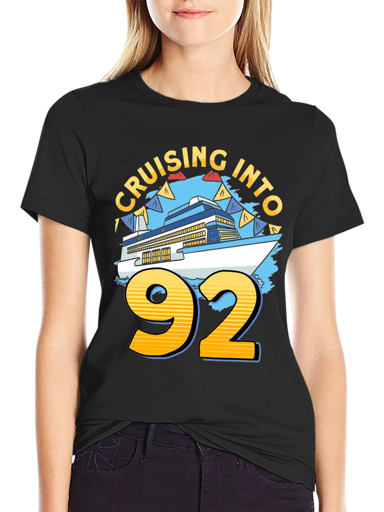 Cruising Into 92 Birthday Cruise Ship T-Shirt