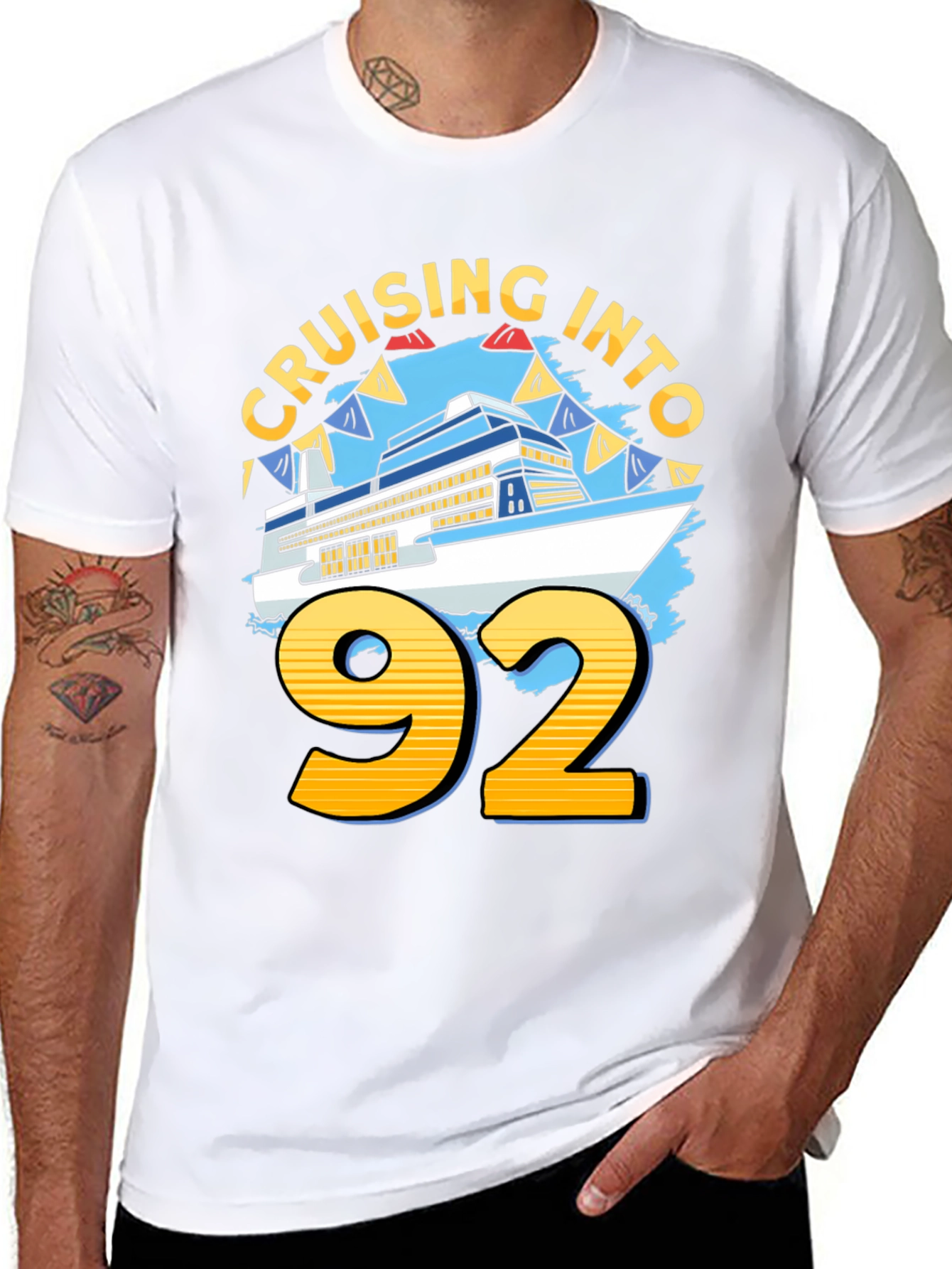 Cruising Into 92 Birthday Cruise Ship T-Shirt
