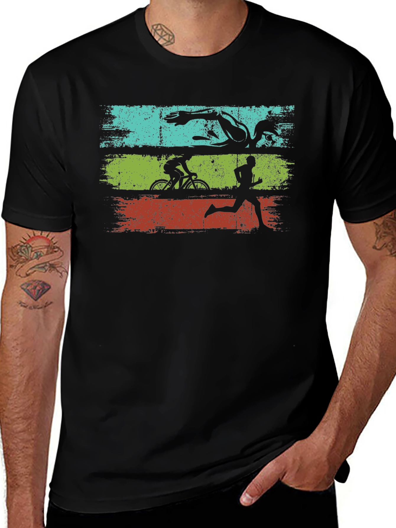 Triathlon Graphic Tee - Swim Bike Run Black T-Shirt