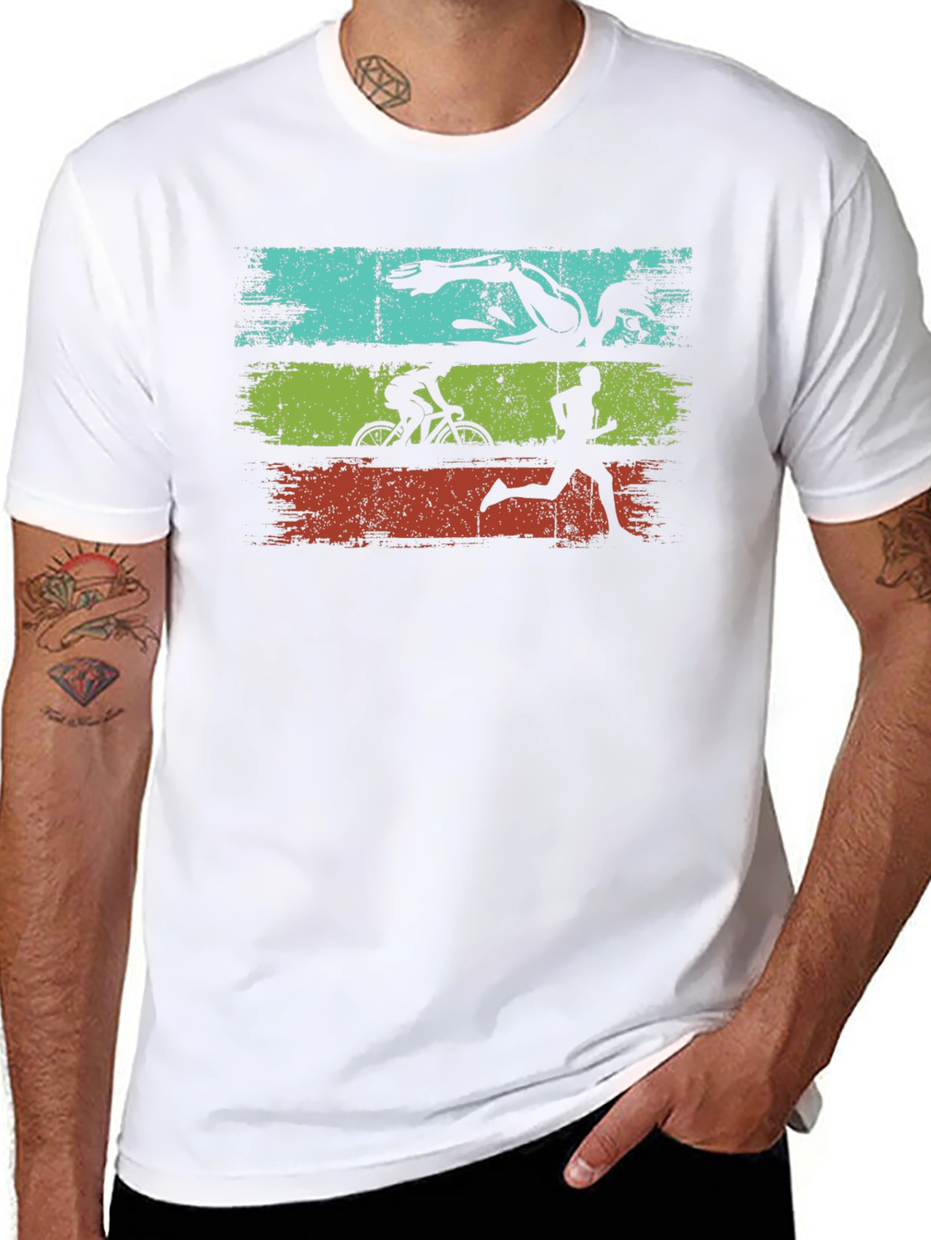 Triathlon Graphic Tee - Swim Bike Run Black T-Shirt