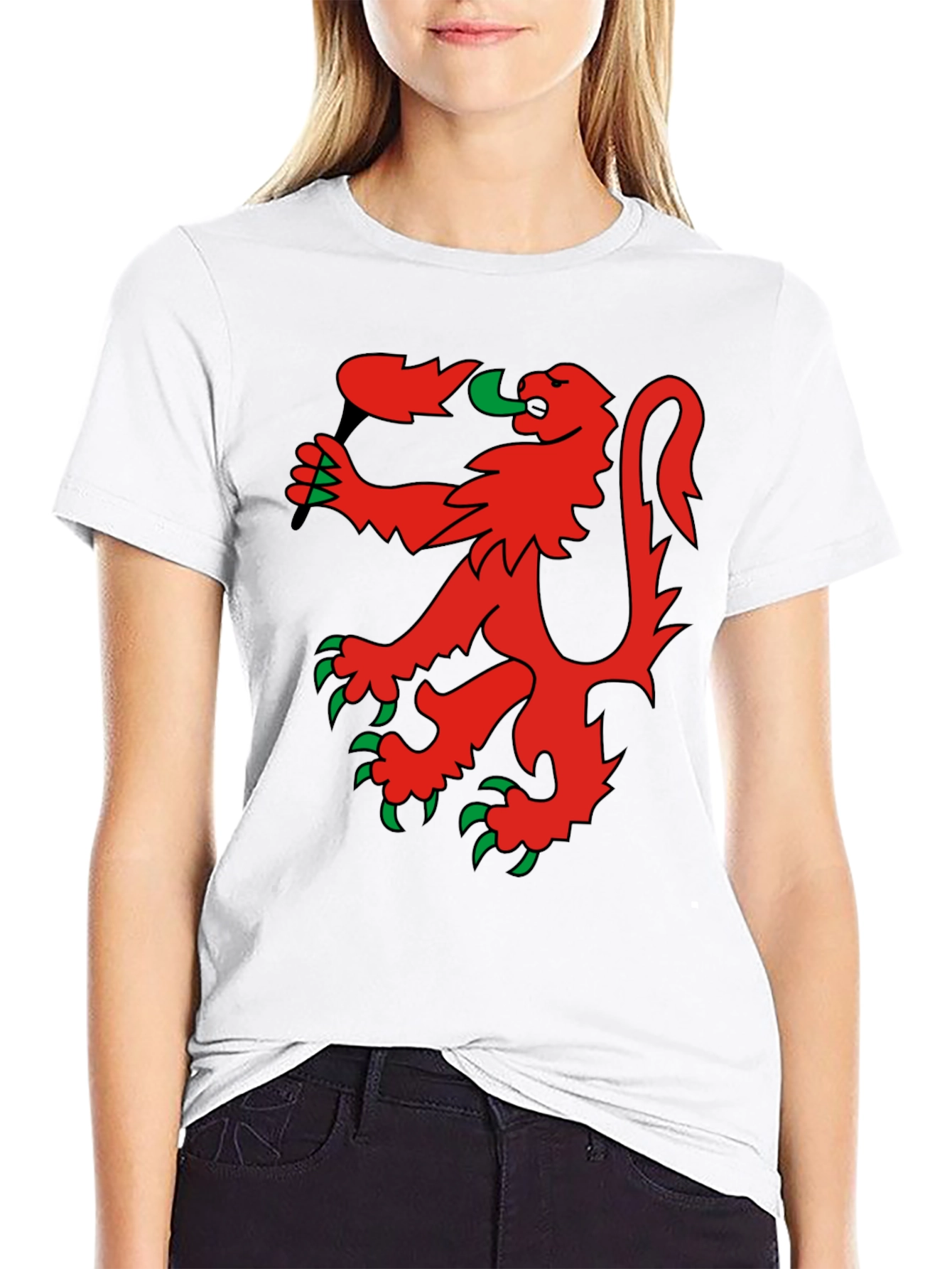 Red Rampant Lion Black T-Shirt