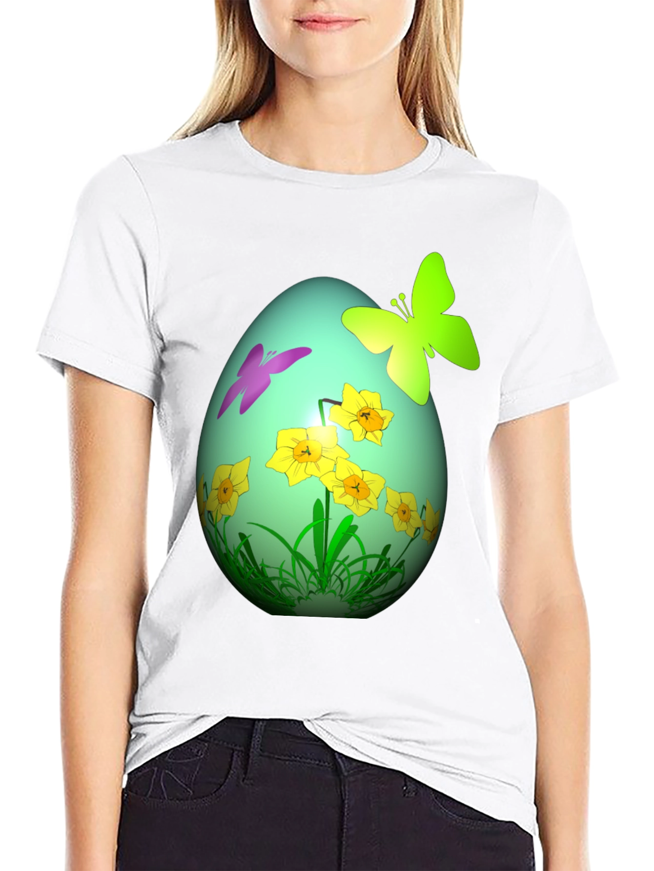 Easter Egg Butterfly Daffodil Graphic Tee