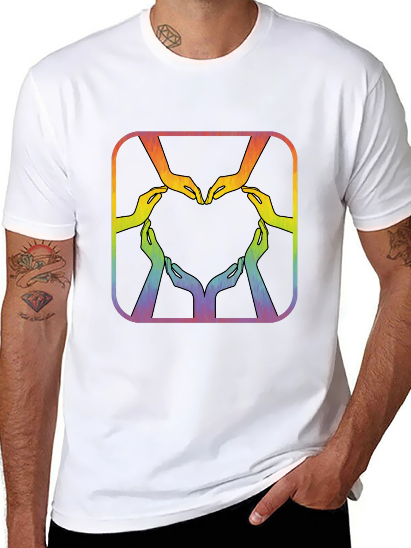 Rainbow Hands Heart Graphic Tee