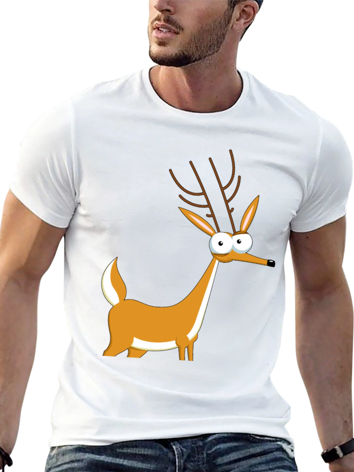 Cartoon Deer Graphic Tee - Unique Style