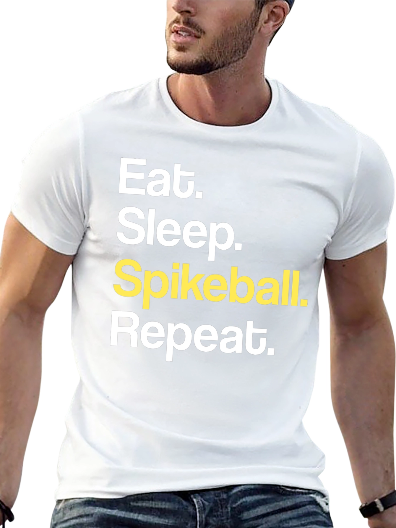 Eat Sleep Spikeball Repeat Black Graphic T-Shirt
