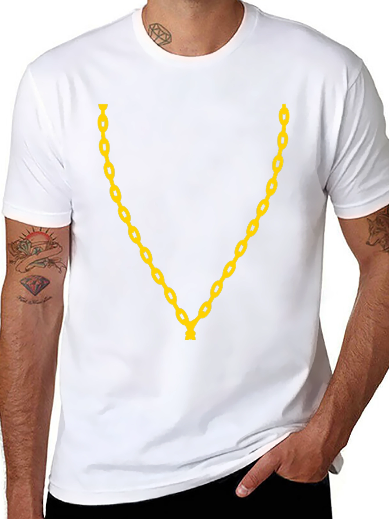 Gold Chain Graphic Black T-Shirt