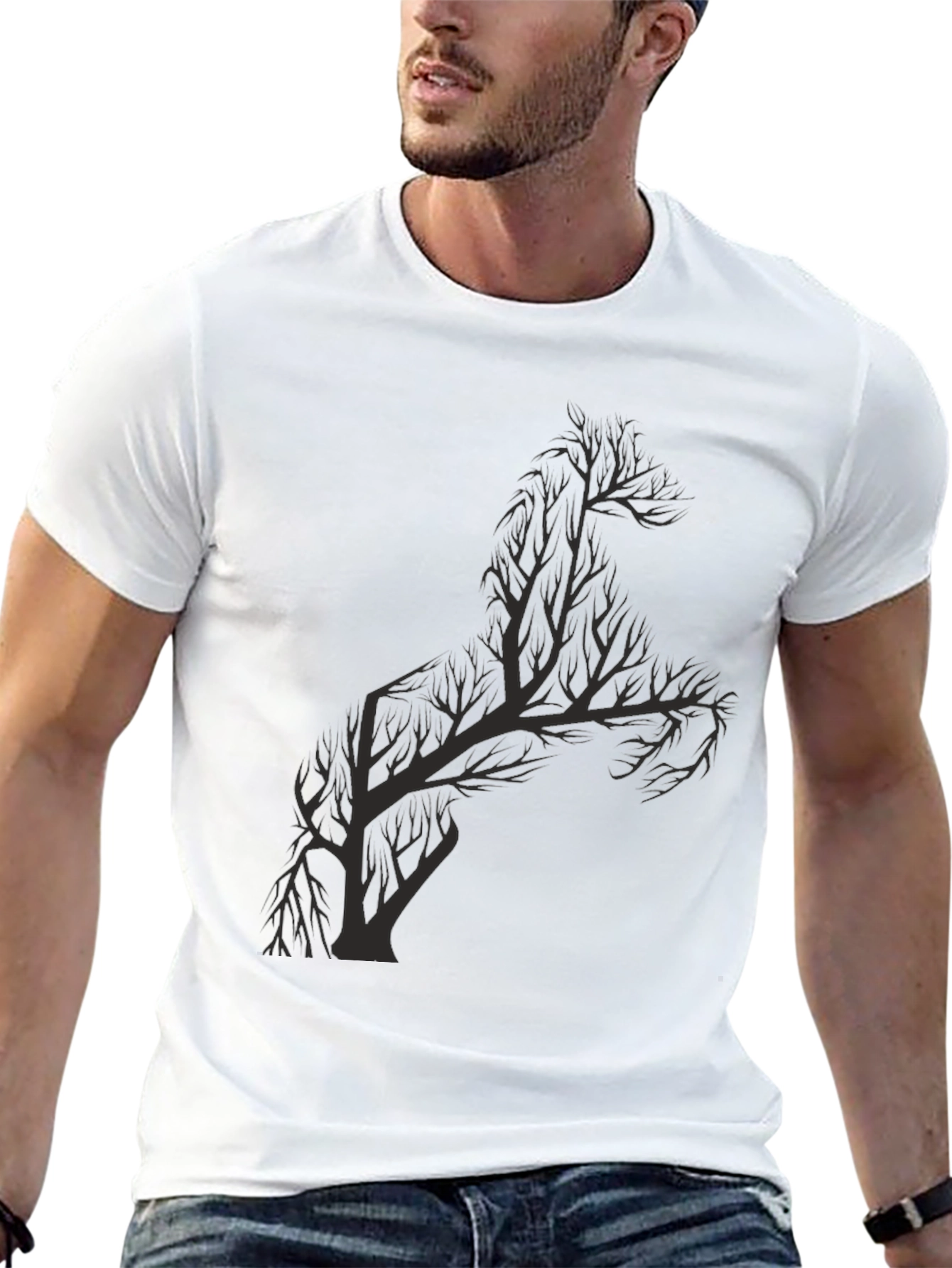Tree Horse Graphic Tee - Mens Black T-Shirt