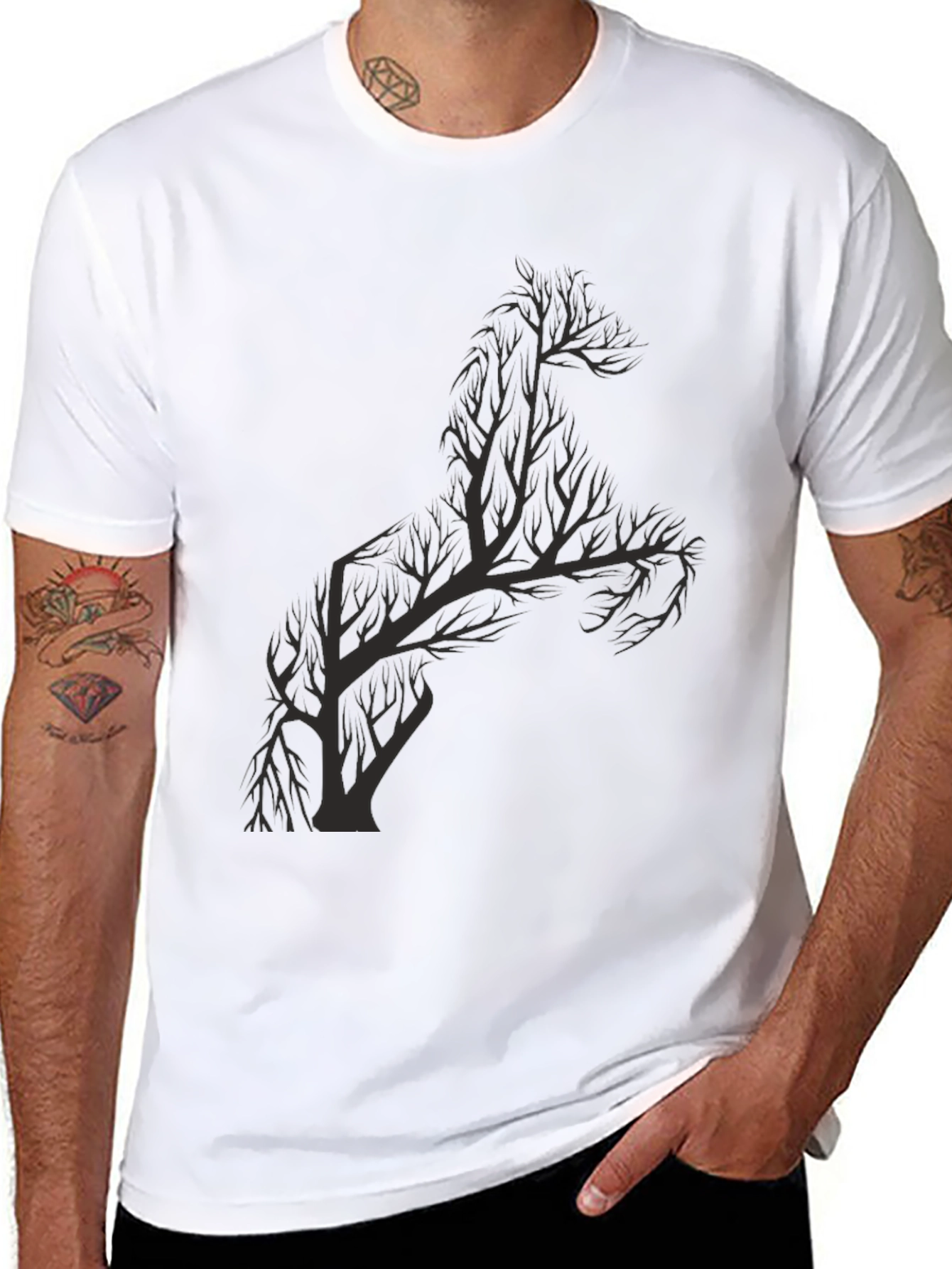 Tree Horse Graphic Tee - Mens Black T-Shirt