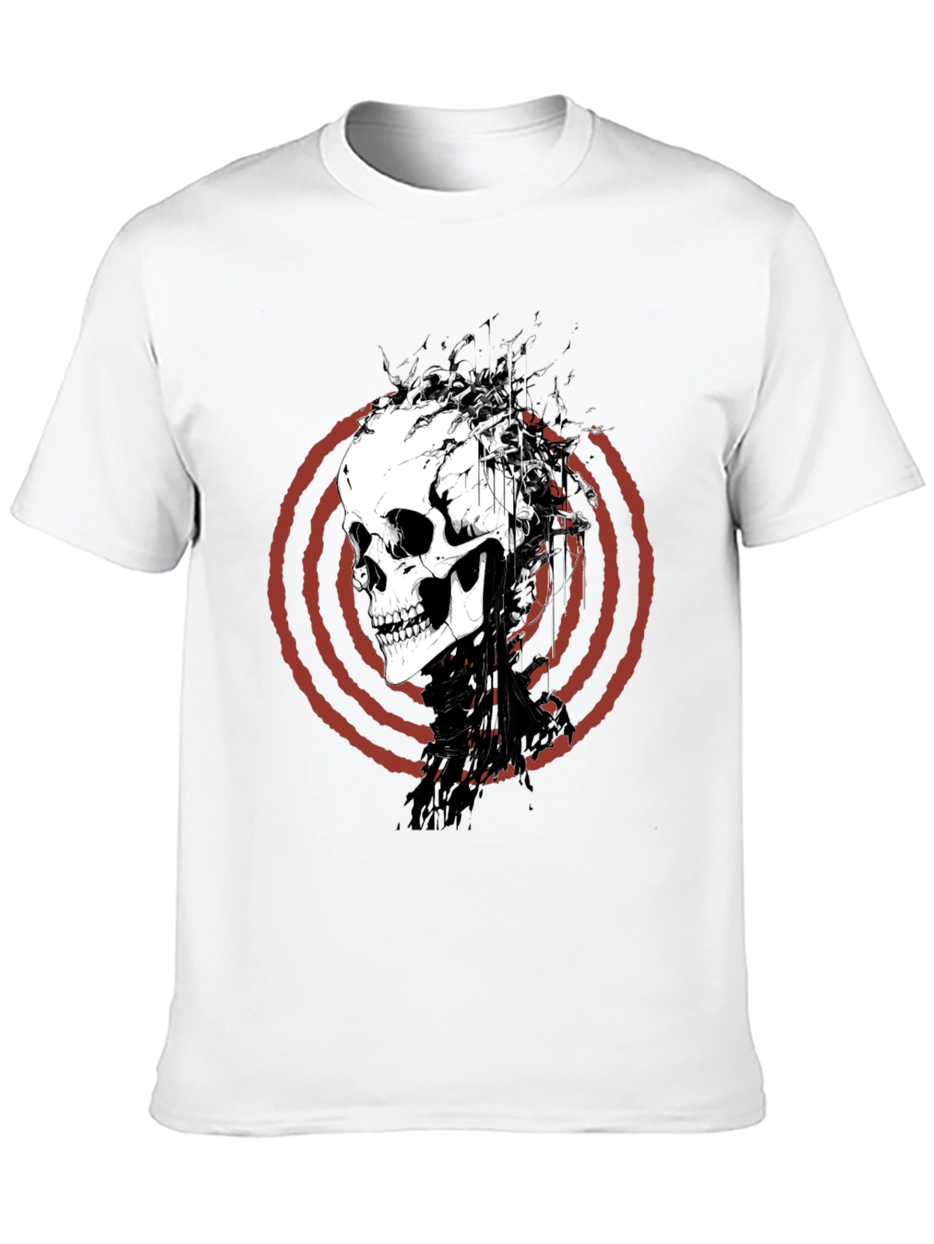 Skull Graphic Tee - Red Spiral Design