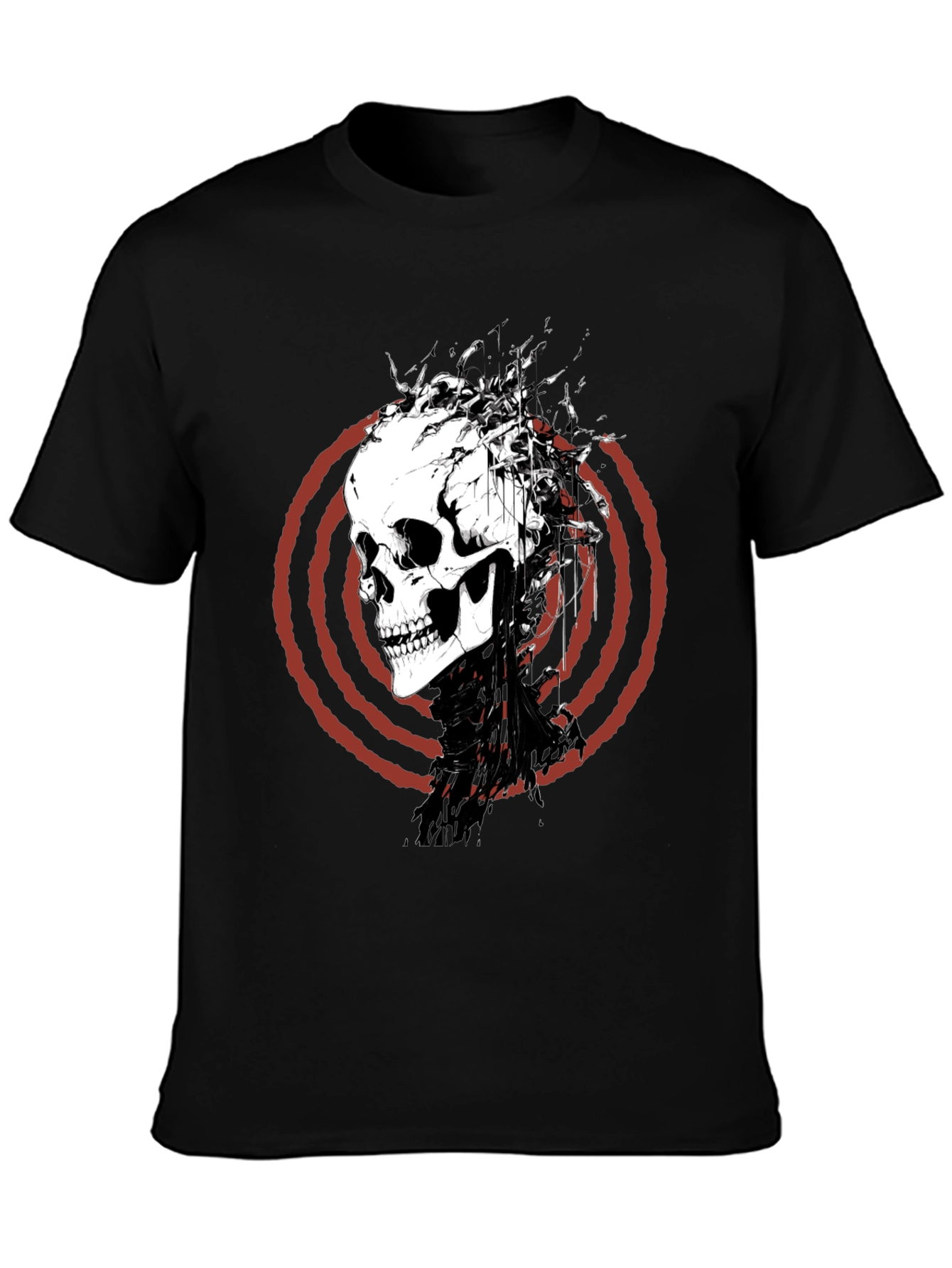 Skull Graphic Tee - Red Spiral Design