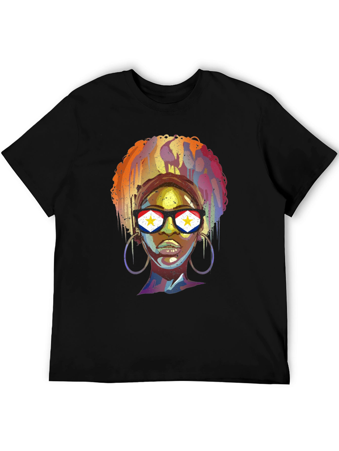 Stylish Black T-Shirt with Artistic Woman Graphic