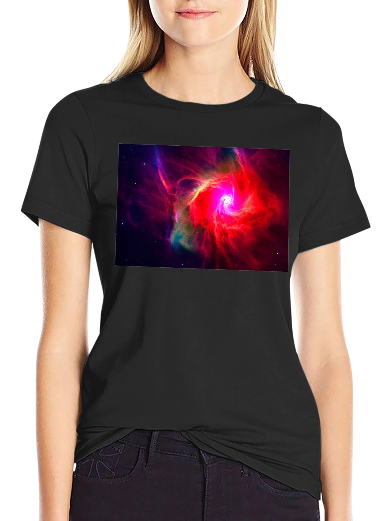 Nebula Graphic Black T-Shirt - Space Art Tee