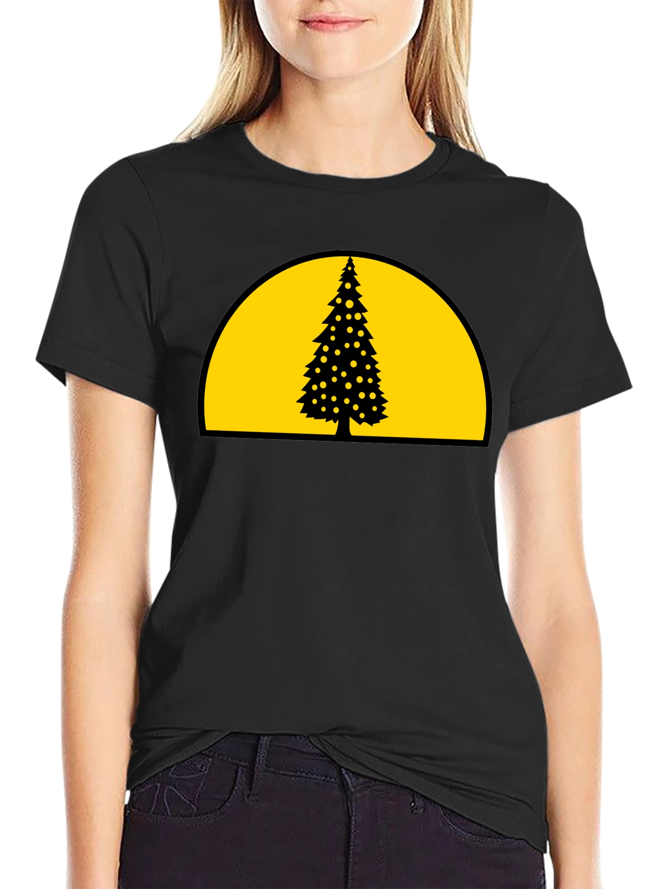 Christmas Tree Graphic T-Shirt - Black