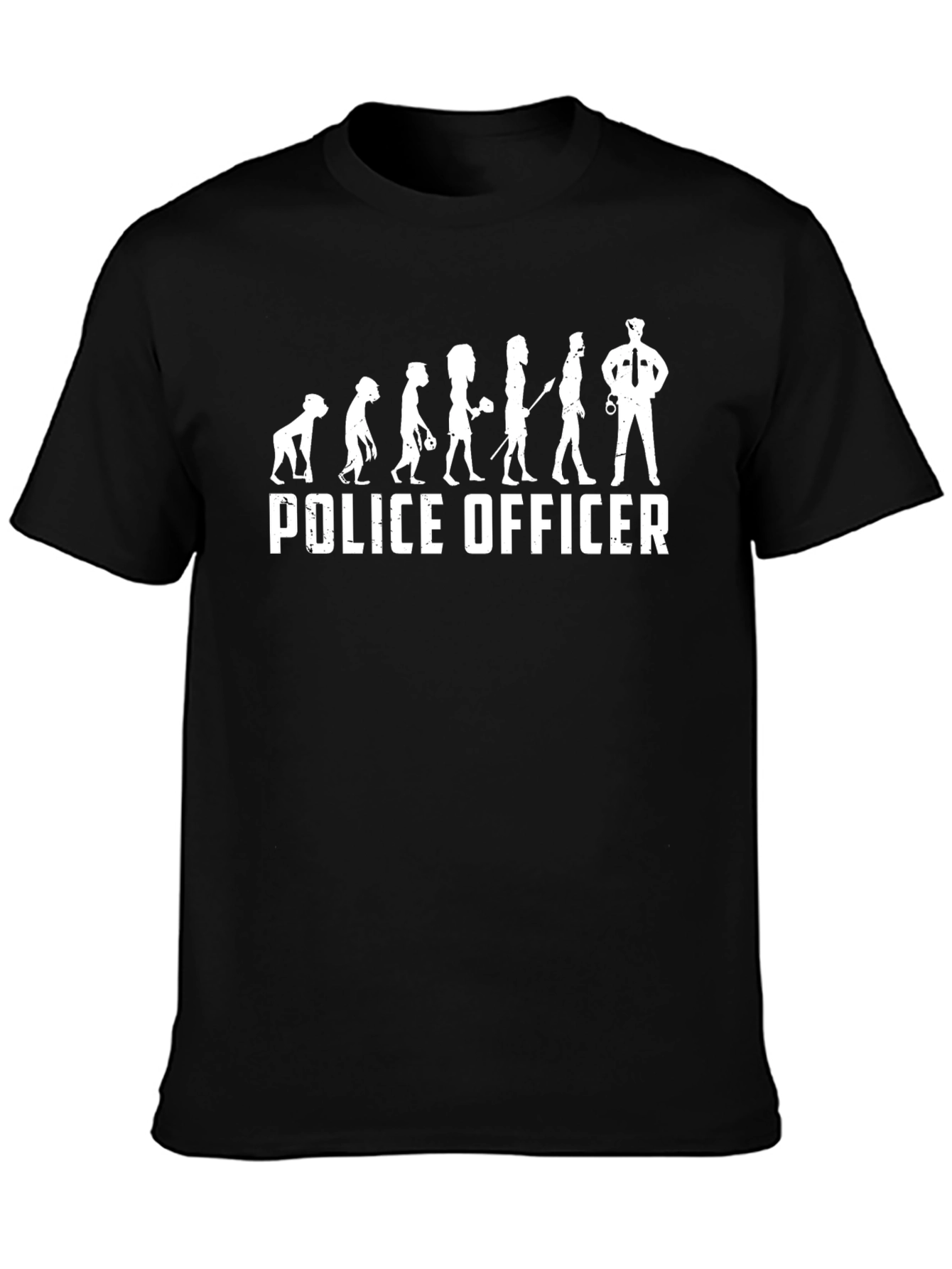 Police Officer Evolution Black Graphic Tee