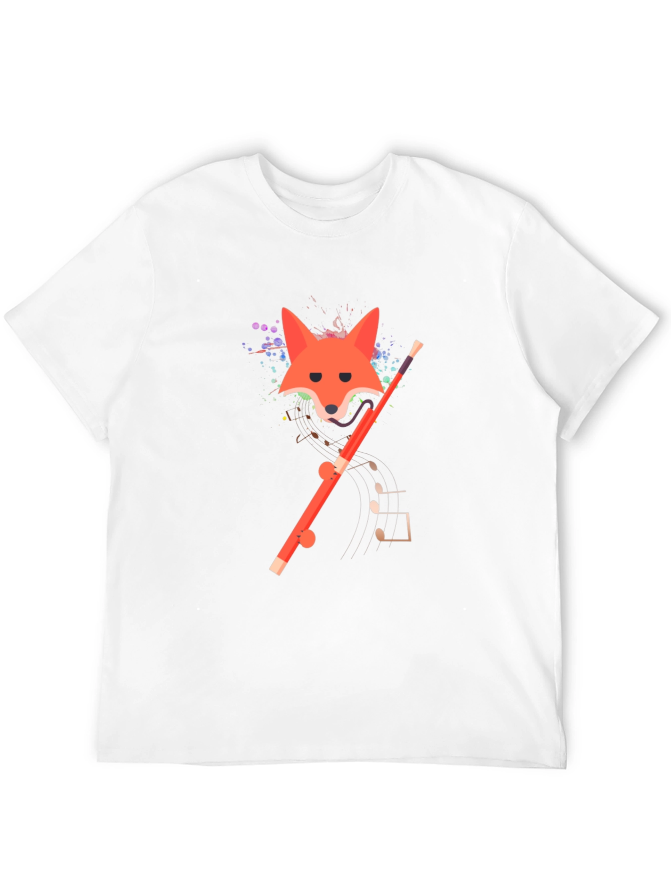 Fox and Flute Graphic Tee - Unique Design
