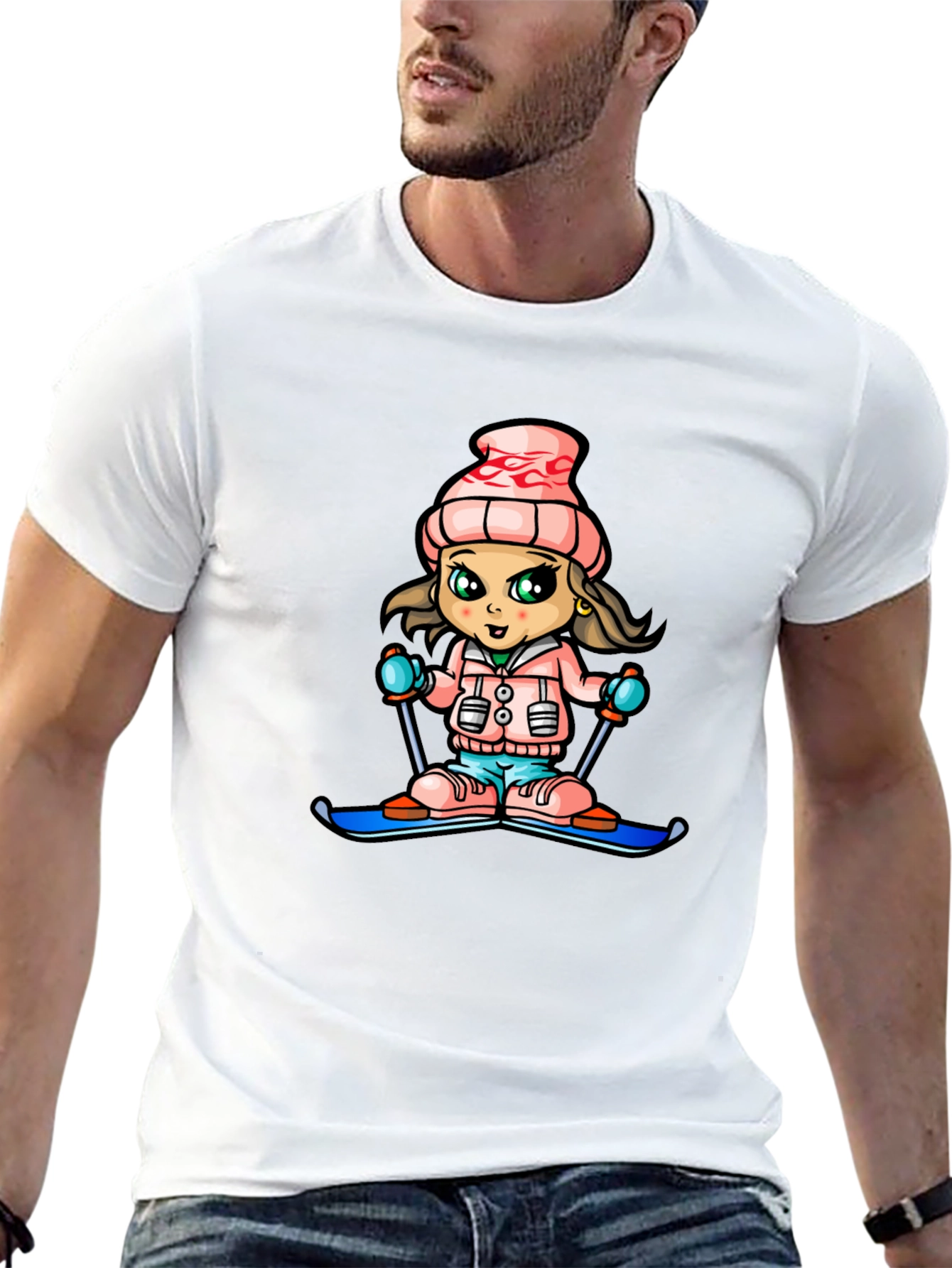 Girl Skier Graphic Tee - Winter Fun Shirt
