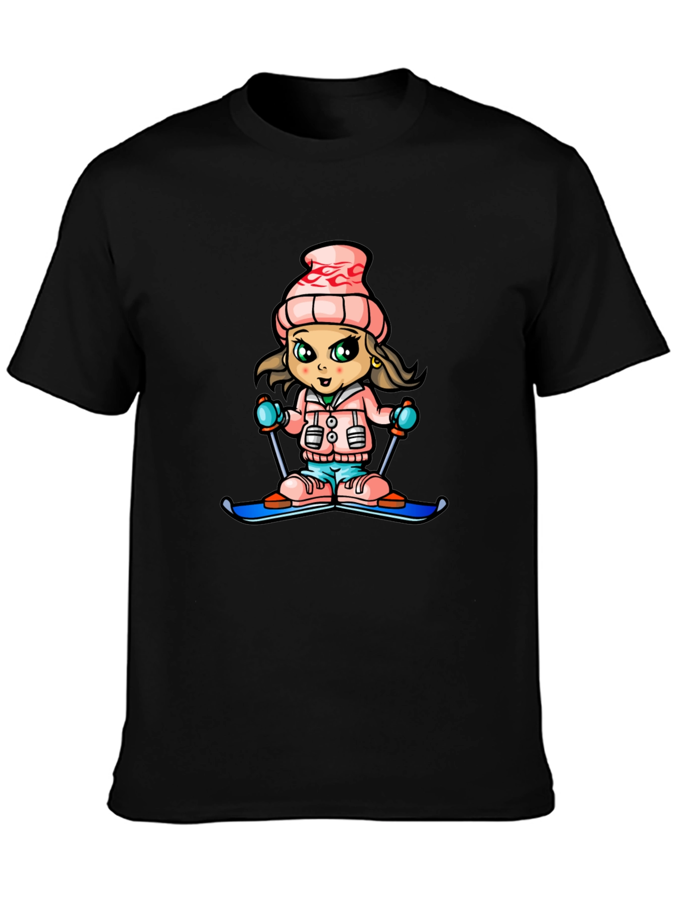 Girl Skier Graphic Tee - Winter Fun Shirt