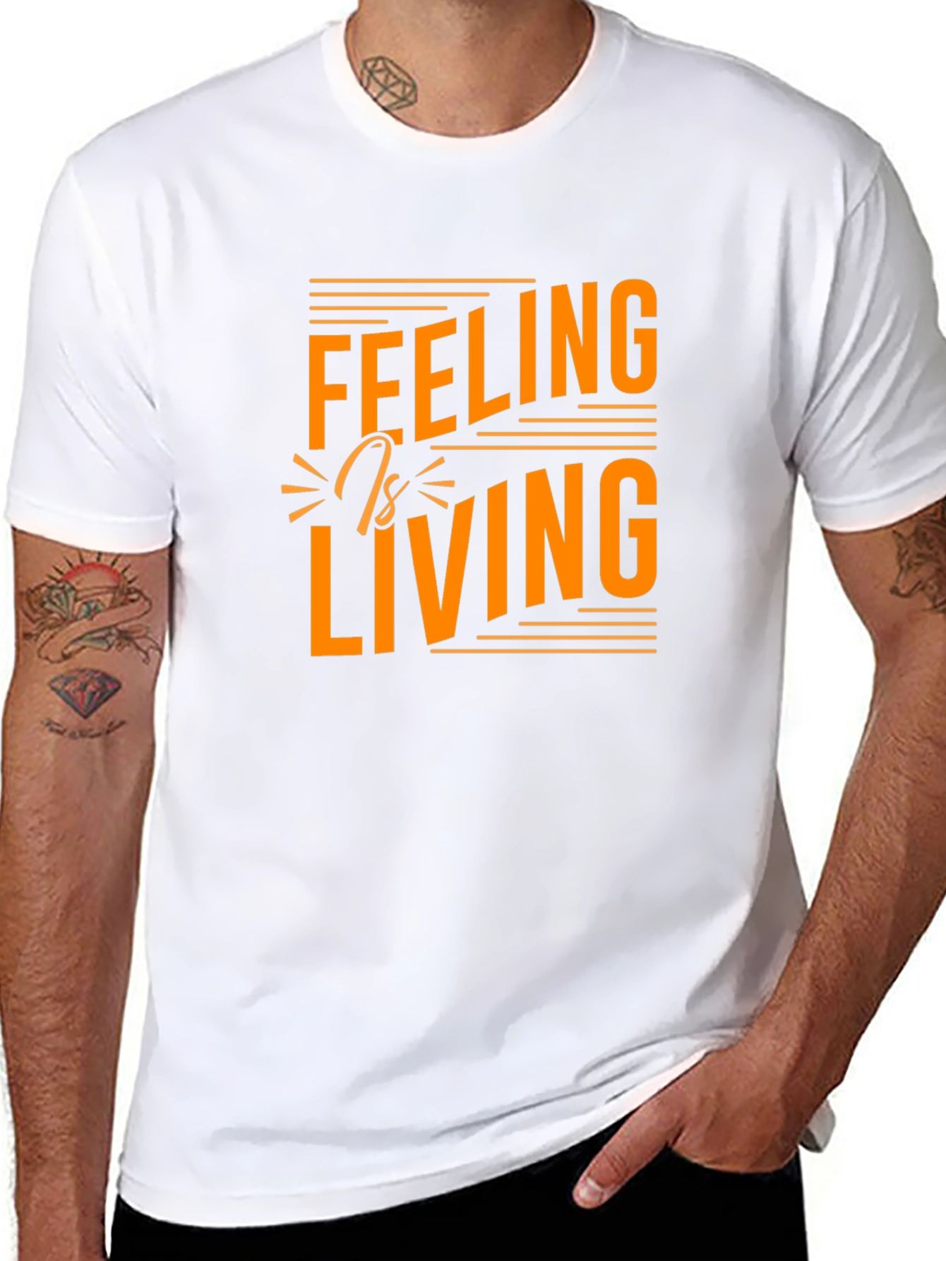 Feeling is Living Graphic Tee - Stylish Black T-Shirt