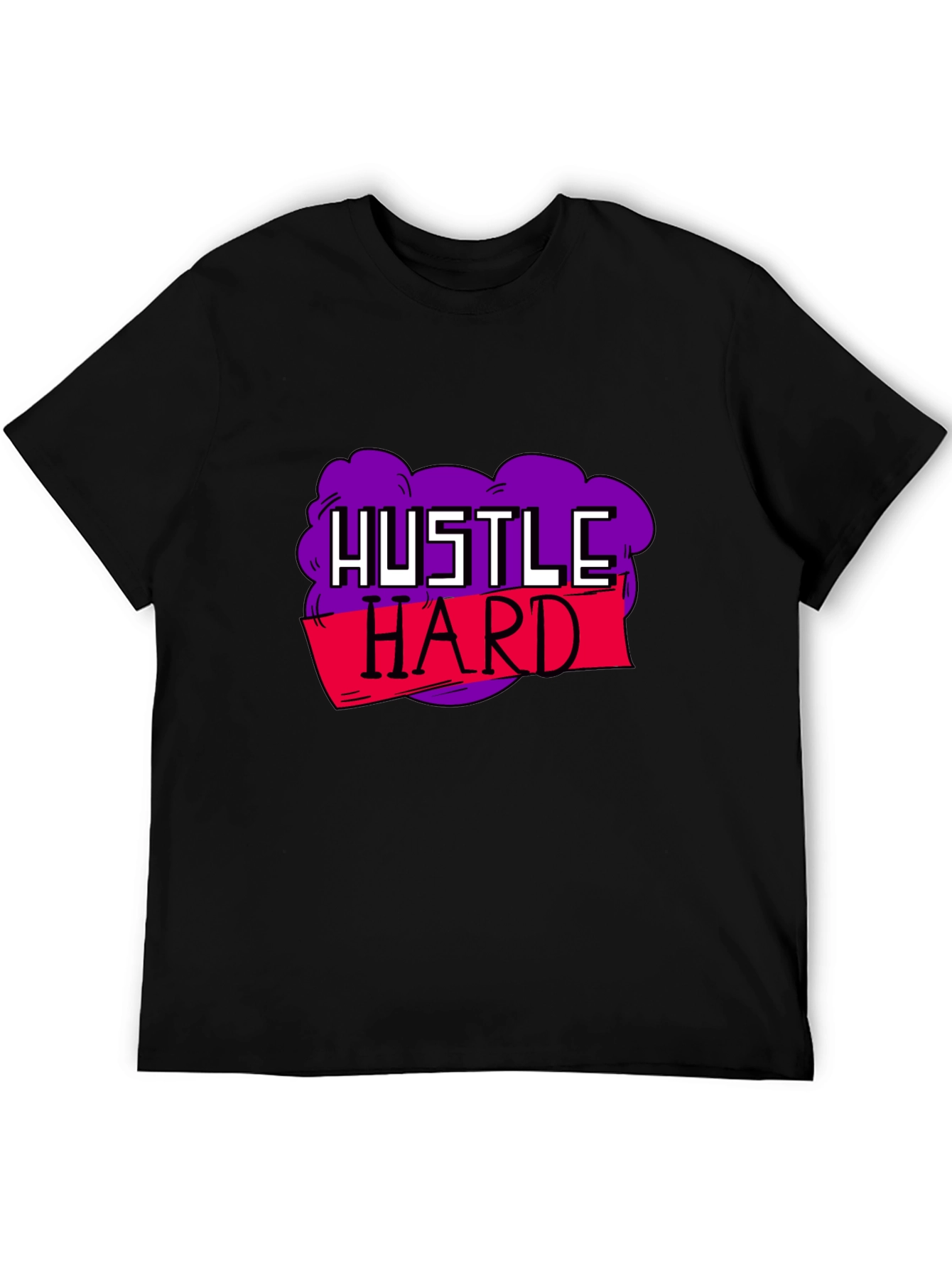 Hustle Hard Graphic Tee - Motivational Black T-Shirt