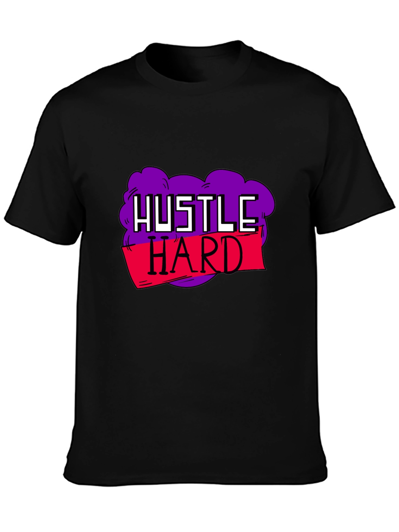 Hustle Hard Graphic Tee - Motivational Black T-Shirt