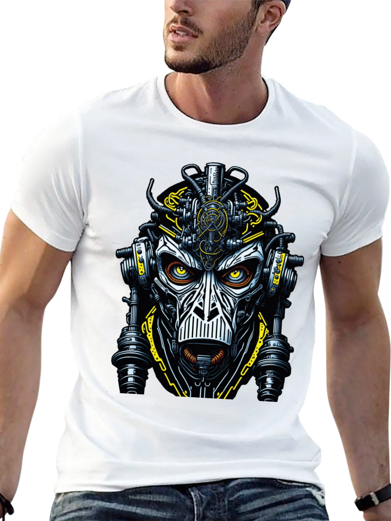 Steampunk Robot Face Graphic Tee