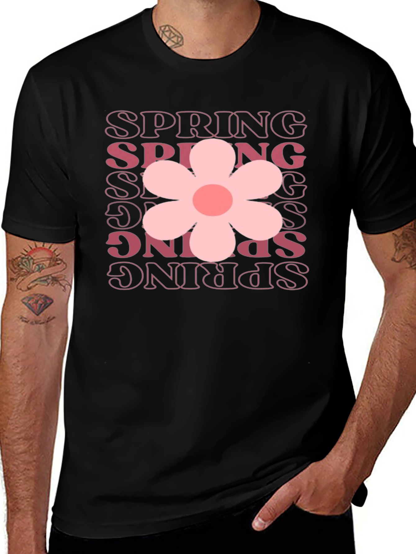 Spring Flower Graphic Tee - Black