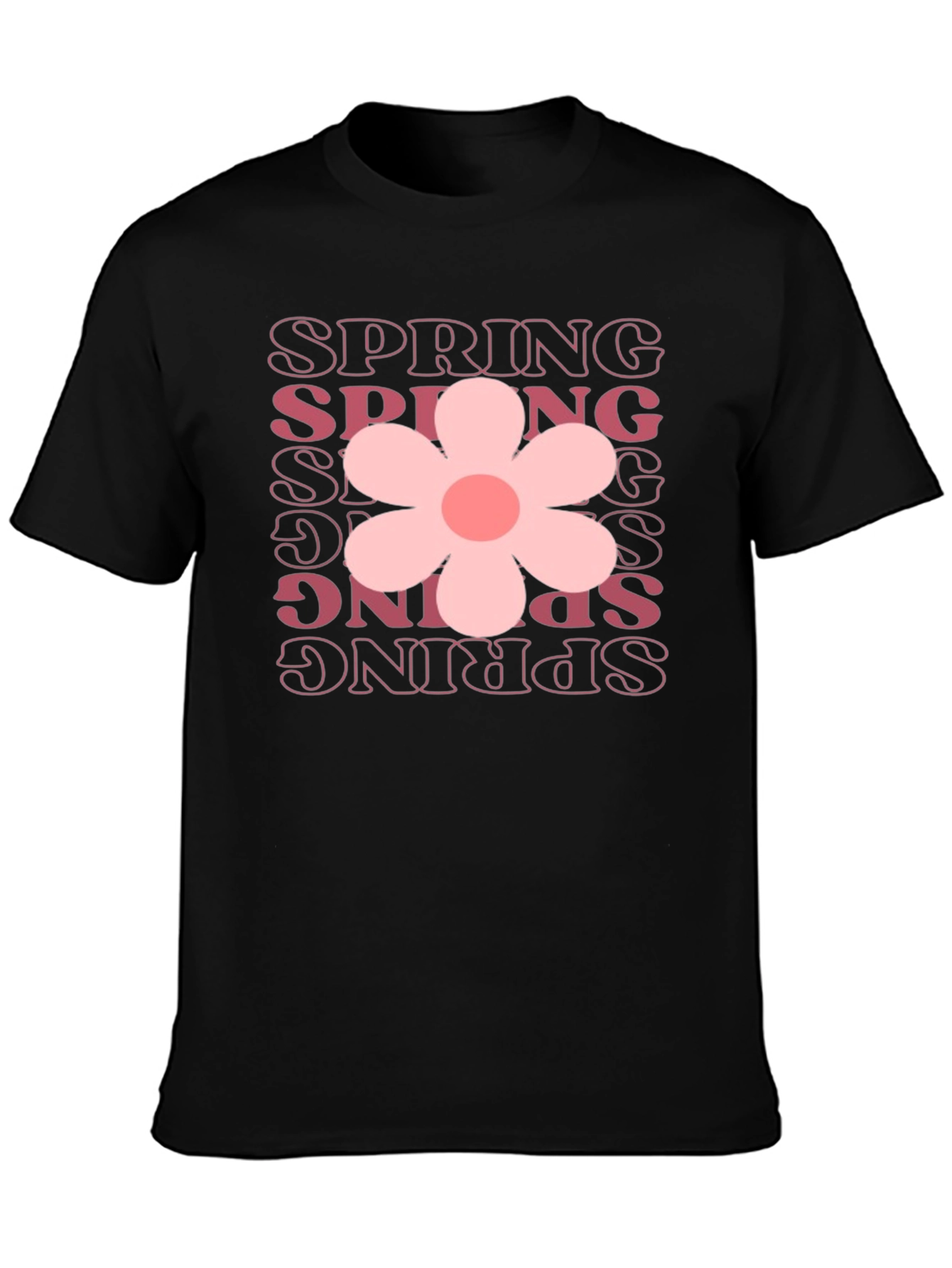 Spring Flower Graphic Tee - Black