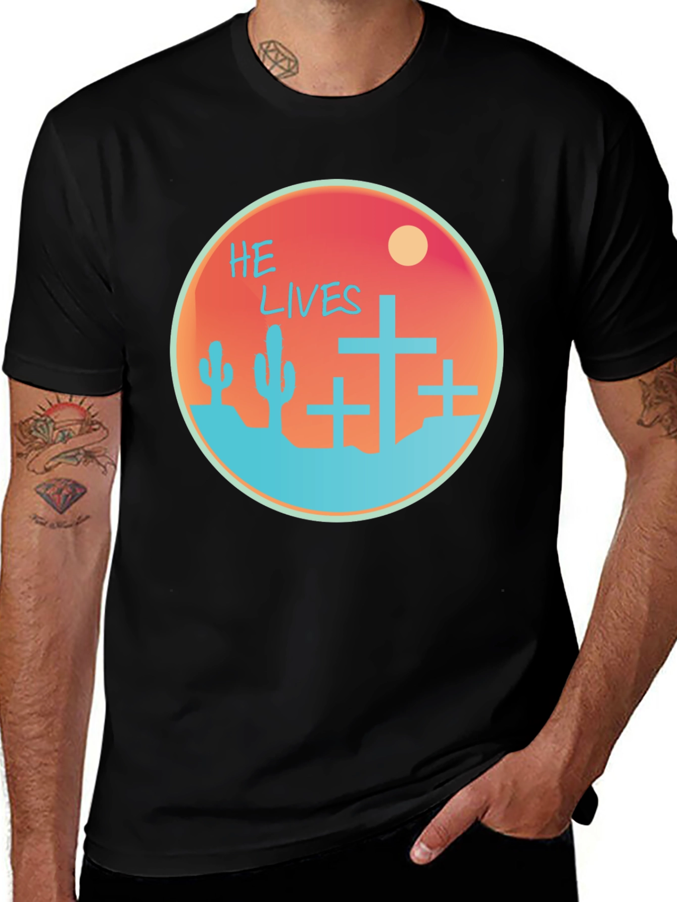 He Lives Graphic Tee - Desert Scene