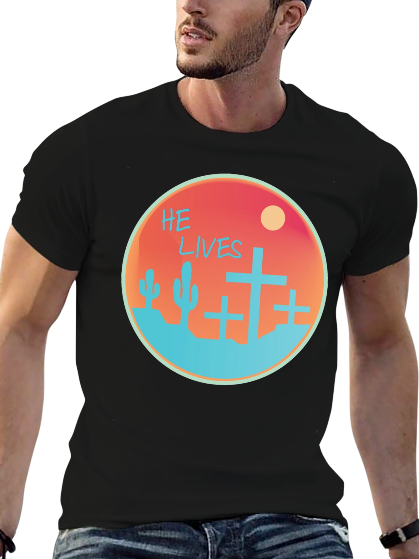 He Lives Graphic Tee - Desert Scene