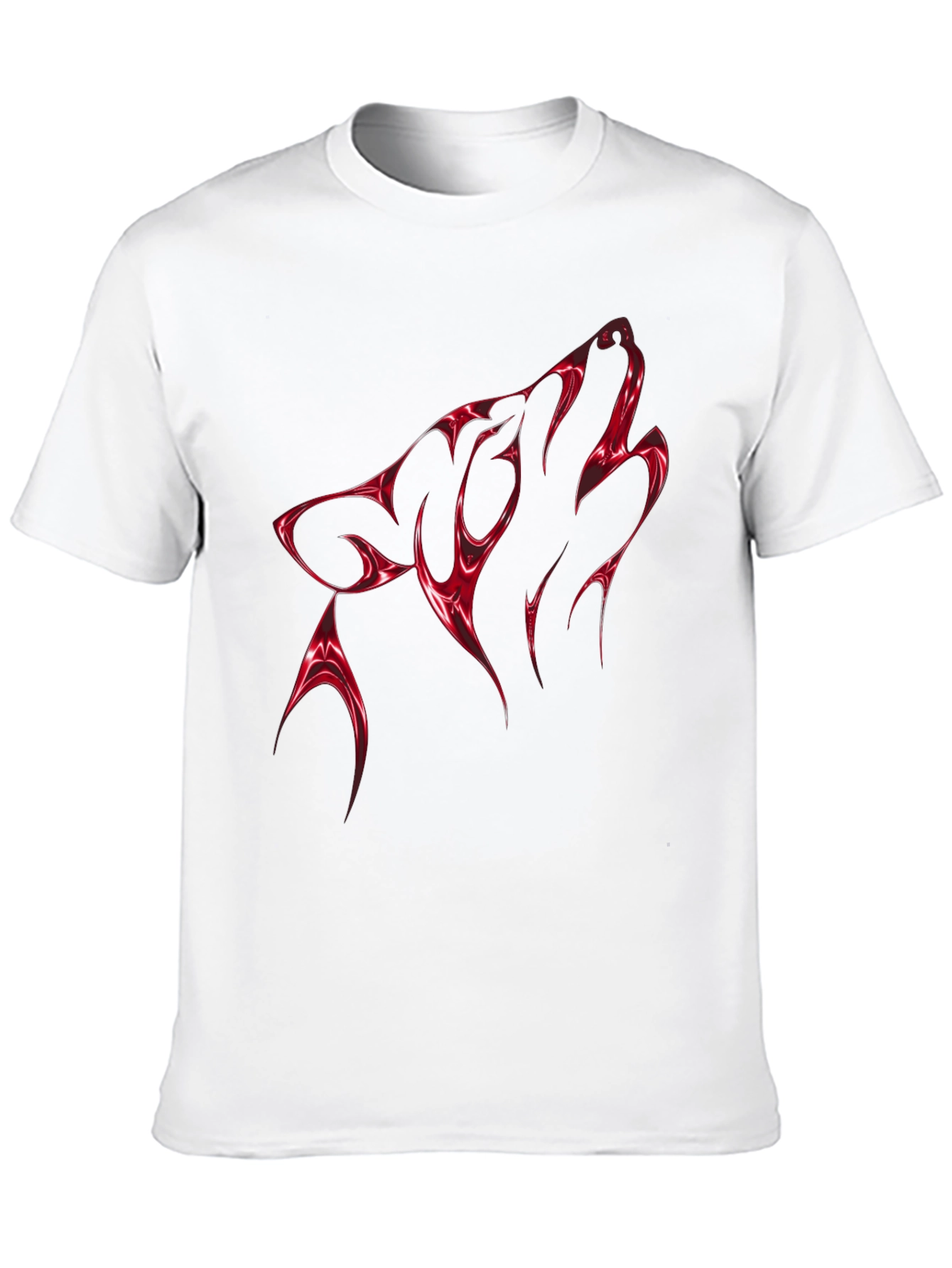 Bold Red Wolf Graphic Tee - Mens Black T-Shirt