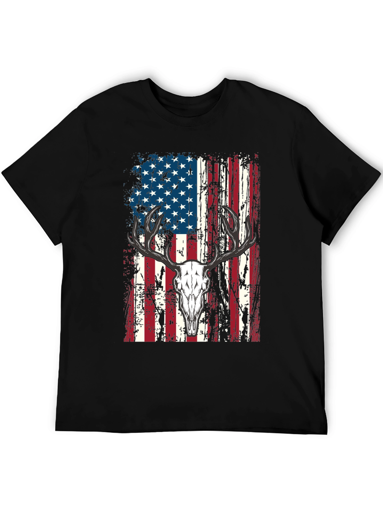 American Flag Deer Skull Graphic Tee