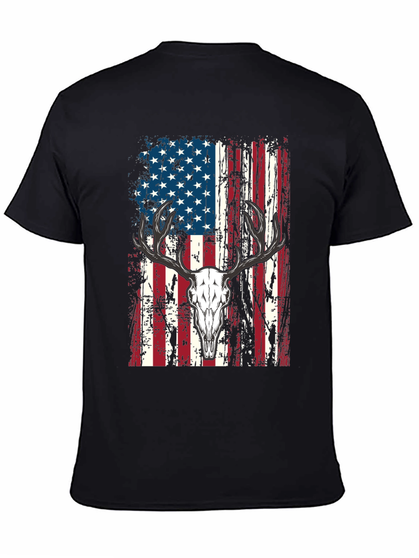 American Flag Deer Skull Graphic Tee